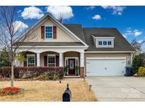 Charming two-story home with a well-manicured front yard, inviting curb appeal, and attached two car garage at 423 Castlebury Ct, Clover, SC 29710