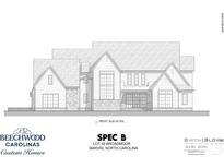 New construction home with a charming front elevation featuring stone accents and multiple windows at 1121 Mesa Way # 43, Marvin, NC 28173
