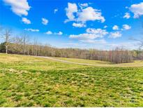 Vast grassy field with a small road, surrounded by trees and a clear blue sky with fluffy clouds at 164 Linderman Lake Ln, Kings Mountain, NC 28086