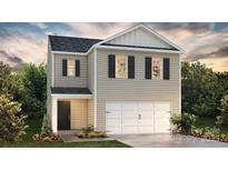 Two-story home features light-colored siding, black shutters, a white garage door, and a well-manicured lawn at 816 N Naughton St, Chester, SC 29706