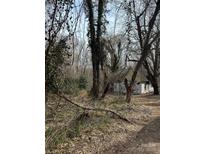 Exterior view of a house surrounded by trees and brush in need of major repair at 1335 Kings Cir, Shelby, NC 28150