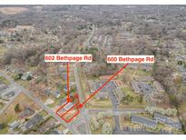 Aerial view of two properties, 600 and 602 Bethpage Rd, in a neighborhood setting at 602 Bethpage Rd, Kannapolis, NC 28081