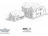 Detailed architectural sketch of a two-story home with a prominent attached two-car garage at 214 Paddle Ln # 214, Sherrills Ford, NC 28673