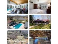Collection of interior and exterior shots showcasing the home's pool, spacious rooms, and scenic surroundings at 4229 Motocross Trl, Edgemoor, SC 29712