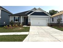 Charming single-Gathering home featuring a two-car garage, stone accents, and beautifully landscaped front yard at 313 Knotty Wood Dr # 79, Monroe, NC 28110
