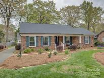 Charming brick home with manicured landscaping, green shutters, and a welcoming walkway to the front door at 1340 Braeburn Rd, Charlotte, NC 28211