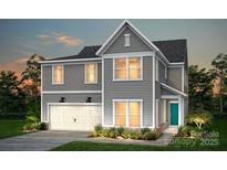 Charming two-story home featuring a gray exterior, attached garage, and landscaped front yard at 9516 Coast Laurel Nw Ave, Concord, NC 28027