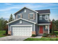 Charming two-story home with gray siding, red front door, white garage door, and well-manicured lawn at 141 Bellina Dr # 35, York, SC 29745