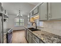Lovely kitchen with granite countertops, stainless steel appliances and a black, double sink at 3753 Capps Hill Dr, Charlotte, NC 28216