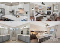 A collage of a kitchen, living room, bathroom and bedroom in the home at 1117 Cedar Park Dr, Pineville, NC 28134