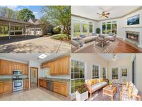 A four-image collage of the home featuring living areas, kitchen, and exterior at 7900 Gilead Rd, Huntersville, NC 28078