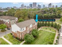 Aerial shot showcases this townhome's proximity to the city at 791 Seigle Point Dr, Charlotte, NC 28204