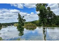 Scenic water view featuring a calm river, lush greenery, and a bridge in the distance under a beautiful sky at 5888 Wood Duck Way, Catawba, NC 28609