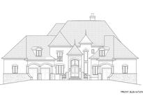 An elevation view illustration of a luxury home featuring stone accents, arched entry, and dormer windows at 8100 Skye Knoll Dr # 144, Waxhaw, NC 28173