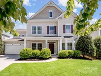 Charming two-story home with a well-manicured lawn, complemented by lush greenery and classic architectural details at 79411 Ridgehaven Rd, Indian Land, SC 29720