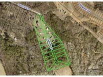 Aerial view of a lot with outlined property lines and tree coverage in a neighborhood setting at 1869 Wooten St, Catawba, NC 28673