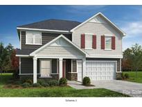 Charming two-story home featuring stone accents, dark siding, shingle accents, and a two-car garage at Lot#83 Norwood Ct, Denver, NC 28037