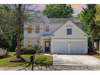 Charming two-story home featuring a two-car garage, manicured lawn, and inviting curb appeal at 11220 Cypress View Dr, Charlotte, NC 28262