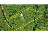 Expansive aerial view of a wooded lot, highlighted by estimated property lines at 208 Devonport Dr # 25, Weddington, NC 28104