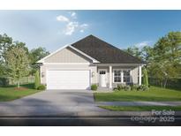 Charming single-story home featuring a one car garage, manicured lawn, and classic architectural details at Lot 18 Contentment Ct, Kannapolis, NC 28081