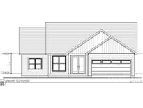 Front elevation of a home with a two car garage and covered front porch at 6203 Flay Rd, Cherryville, NC 28021
