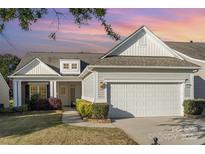 Charming home with a two-car garage, manicured landscaping, and a welcoming front porch at 8033 Pawleys Ct, Fort Mill, SC 29707