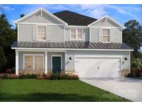 Charming two-story home with gray siding, a two-car garage, and a well-manicured lawn at 2159 Sunflower Cir, Newton, NC 28658