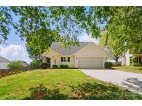Charming home featuring a manicured front lawn and an attached two-car garage at 9711 Castle Terrace Ct, Charlotte, NC 28215