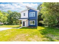 Charming, modern two-story home with blue and white exterior and inviting curb appeal at 413 Jose St, Shelby, NC 28150