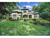 Stunning stone and stucco home with manicured lawn and mature trees at 298 Horton Grove Rd, Fort Mill, SC 29715