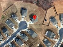 A detailed aerial view shows the layout of this neighborhood with cul-de-sac streets at 348 Ox Bow Cir, Mount Holly, NC 28120