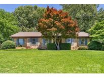 Charming brick home with lush green lawn and a mature Japanese maple tree at 232 Scottridge Dr, Charlotte, NC 28217