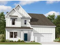 Charming two-story home with white siding, a blue front door, and an attached two-car garage at 3060 Ballenger St, Kannapolis, NC 28027