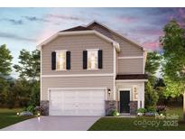 Two-story home featuring stone accents, white garage door, neutral siding and landscaped front yard at 1228 Hallman Branch Ln, Lincolnton, NC 28092