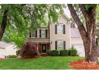Charming two-story home with a manicured lawn, complemented by mature trees and neat landscaping at 8532 Piccone Brook Ln, Charlotte, NC 28216