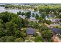 Stunning aerial view of lakefront property with mature trees and access to boating and recreational activities at 8024 Bradford Ln, Denver, NC 28037