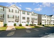 Charming townhomes with garages, colorful doors, and manicured lawns offer appealing curb appeal at 2037 Langer St, Charlotte, NC 28214
