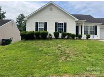 Charming single story home with green lawn and manicured hedges at 5523 Stone Bluff Ct, Charlotte, NC 28214