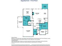 Appalachian first floor plan featuring an open-concept living space, kitchen, owner's suite, and a one-car garage at 2533 Mabel Ln, Monroe, NC 28110