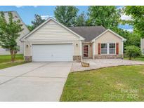 Charming one-story home featuring a one car garage and stone accents at 737 Lynville Ln, Rock Hill, SC 29730