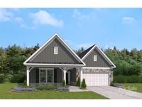 Charming single-Gathering home featuring stone accents, a covered porch, and a well-manicured front yard at 897 Exeter Dr, Sherrills Ford, NC 28673
