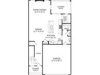 Layout showcasing kitchen, dining, Gathering room, and garage dimensions in detail at 1237 Margo Mannor Dr, Fort Mill, SC 29708