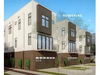 Rendering of modern townhomes featuring balconies, attached garages and a mix of brick and paneling at 925 Westbrook Dr # B, Charlotte, NC 28202