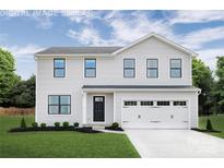 Charming two-story home with a manicured lawn and a two-car garage at 10124 Florentine Way, Charlotte, NC 28214