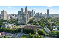 An aerial view shows the Charlotte skyline with trees, buildings, and sky at 715 N Church St # 310, Charlotte, NC 28202