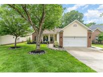 Charming home featuring brick accents, a well-manicured lawn, and a tree-shaded front yard at 5829 Andrew Ward Ave, Charlotte, NC 28216
