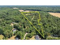 Expansive aerial view of property boundaries, showcasing lush greenery and surrounding landscape at 168 Pleasant Creek Dr, Cleveland, NC 27013