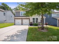 Charming two-story home with a two-car garage, stone accents, and well-maintained landscaping at 10012 Michael Crossing Dr, Charlotte, NC 28213