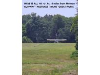Plane on grassy runway for private aviation enthusiasts, with trees surrounding the property at 2905 Medlin Rd # 40 Acres, Monroe, NC 28112