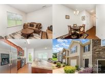 This collage highlights the home's inviting living spaces and attractive exterior at 8953 Bradstreet Commons Way, Charlotte, NC 28215